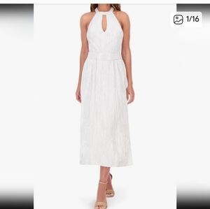 $138 Kensie Keyhole Halter Neck Maxi Dress Sz 14 Women White  New Party